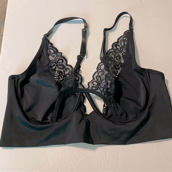 Very Sexy underwire mesh lace stemless unlined Demi Bra Black 36C/D - Picture 2 of 11